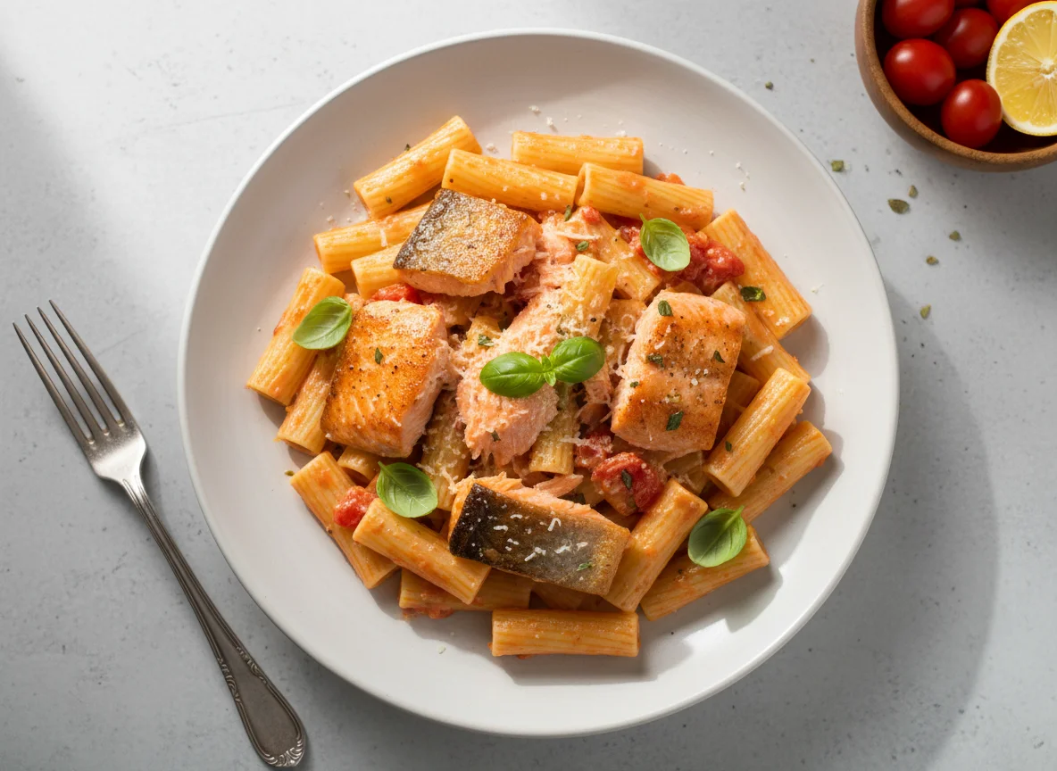 Salmon Rigatoni in Creamy Tomato Sauce photo