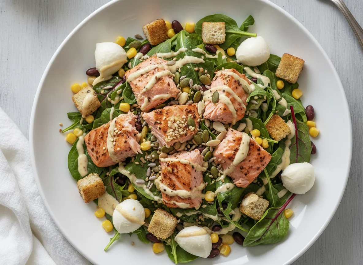 Salmon Salad with Mozzarella and Mixed Seeds photo