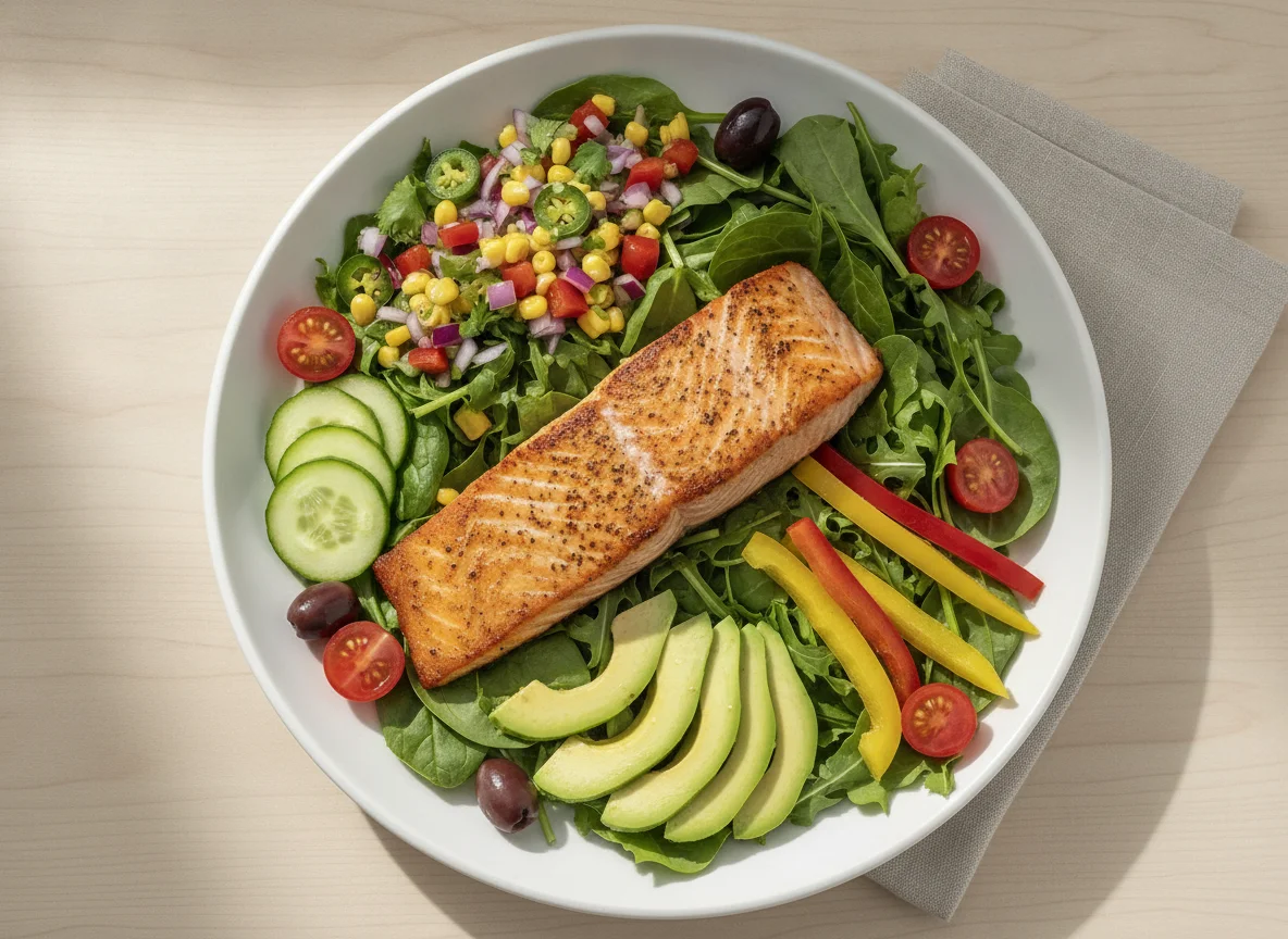 Salmon Salad with Salsa and Vegetables photo