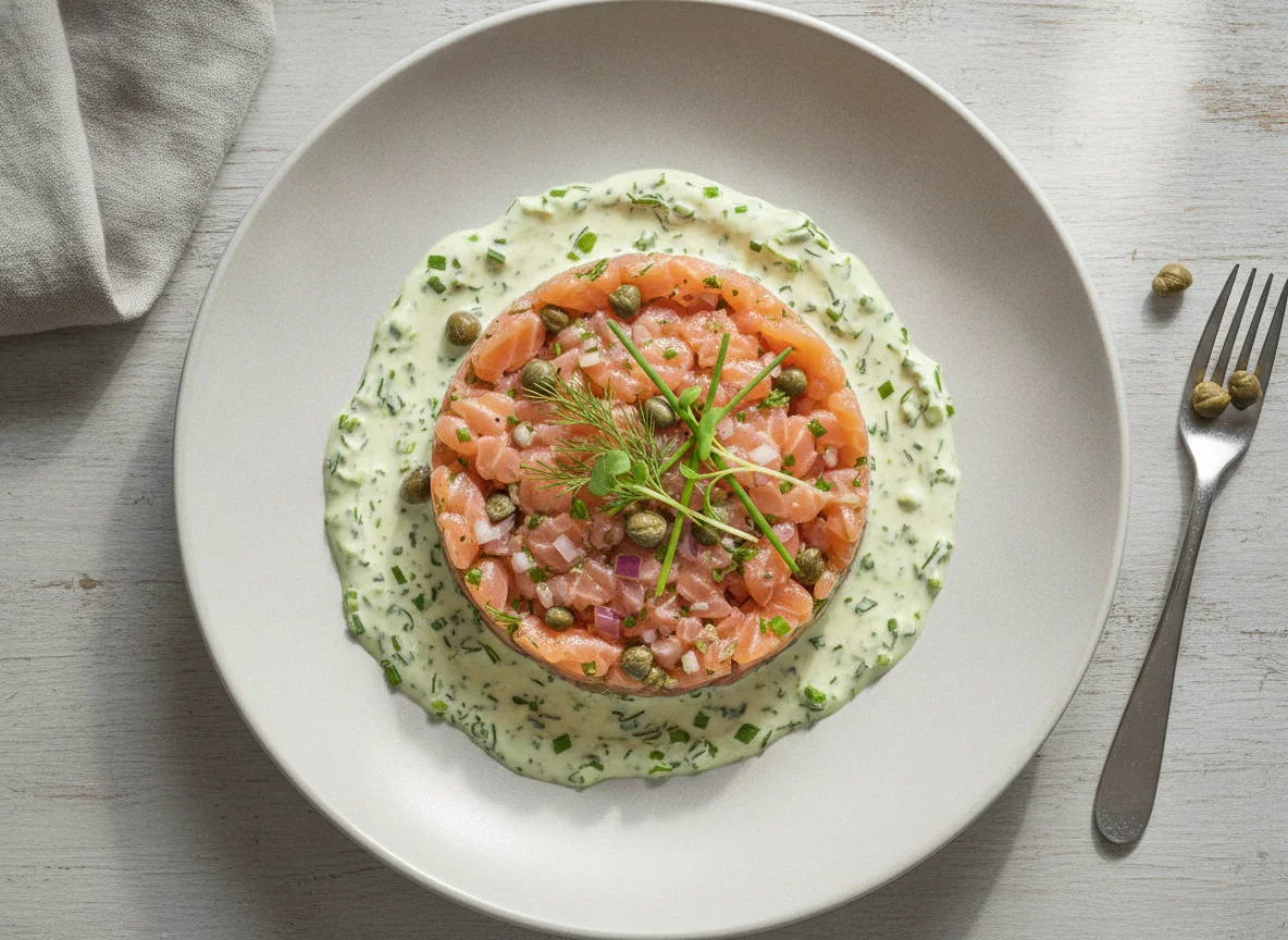 Salmon Tartare with Herb Sauce photo