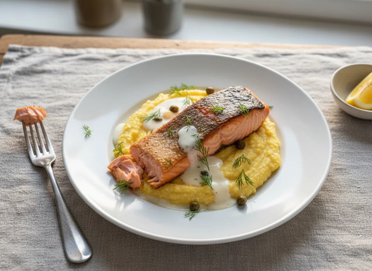 Salmon with Creamy Polenta photo