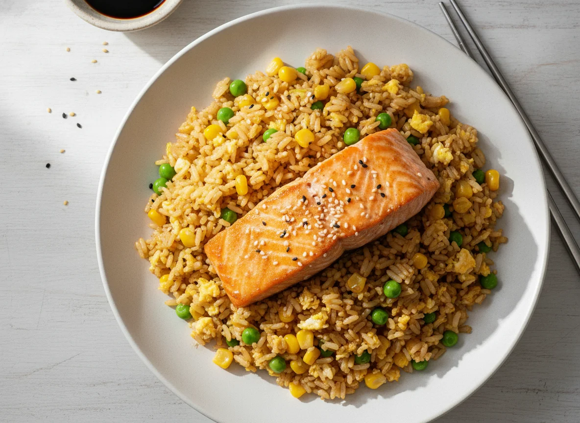 Salmon with Egg Fried Rice photo