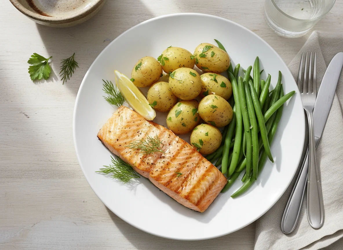 Salmon with Potatoes and Green Beans photo