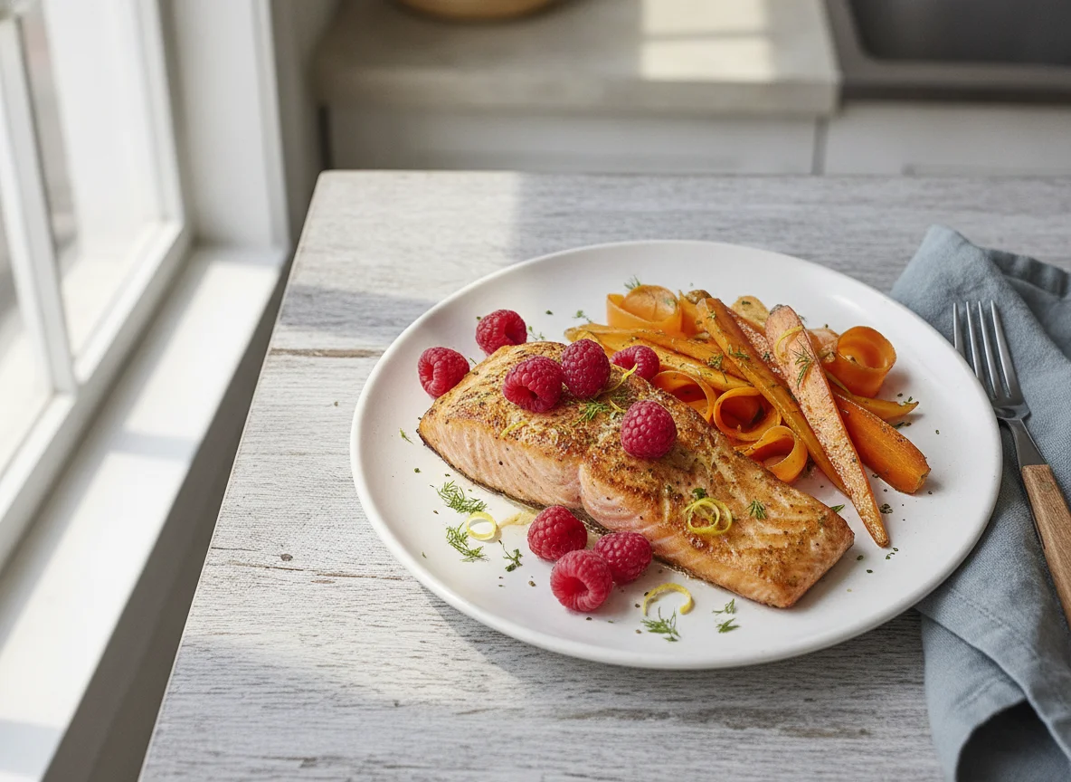 Salmon with Raspberries and Carrots photo