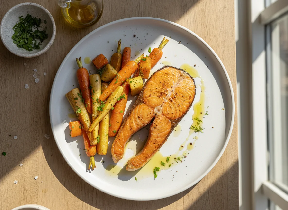 Salmon with Roasted Root Vegetables photo