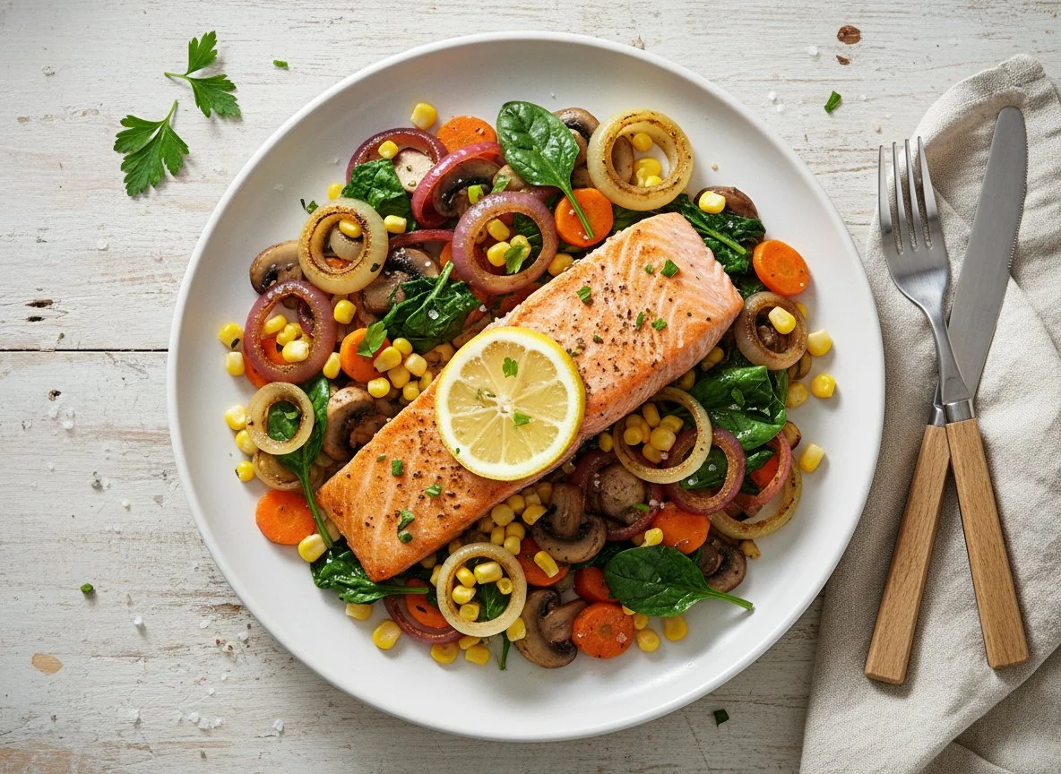 Salmon with Sautéed Vegetables photo