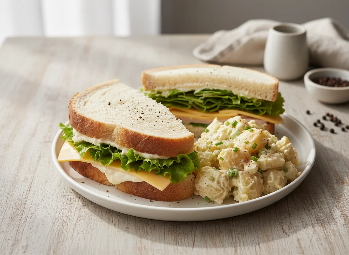 Sandwich and Potato Salad photo