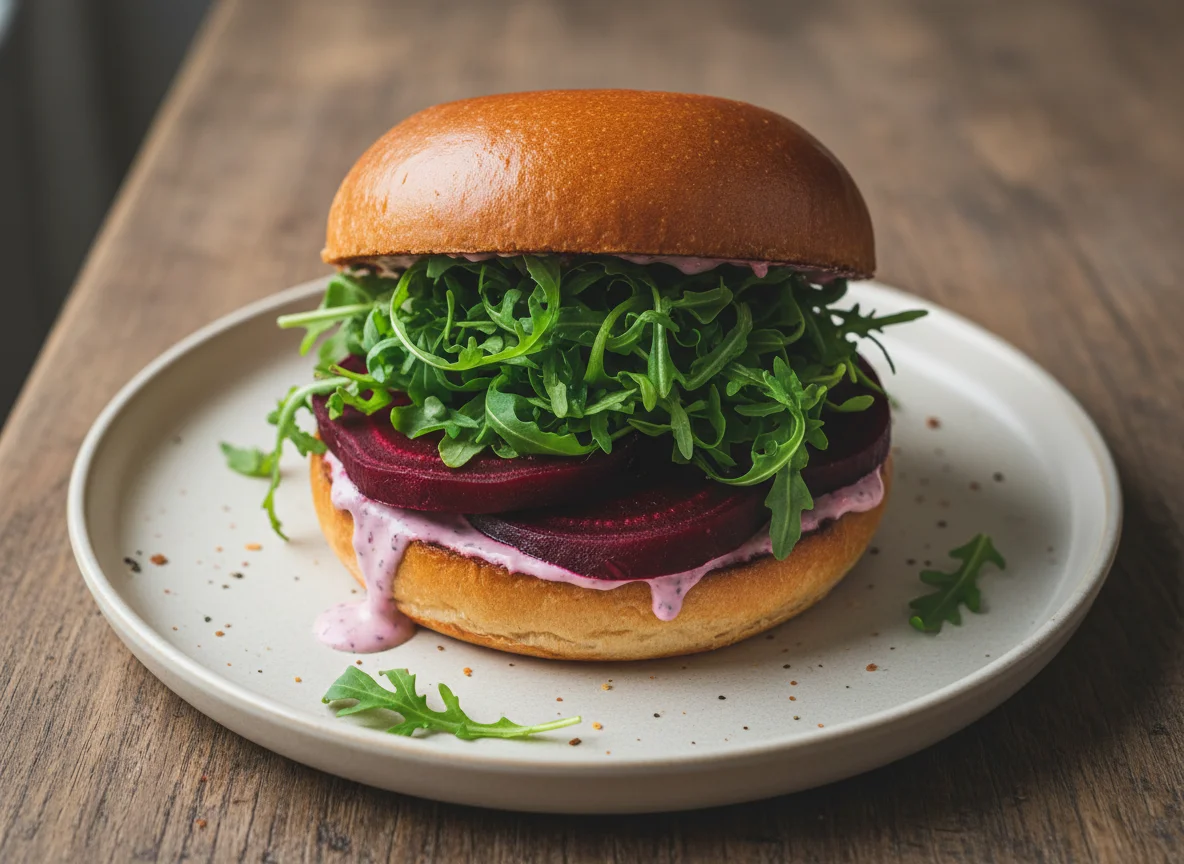 Sandwich with Beetroot and Arugula photo