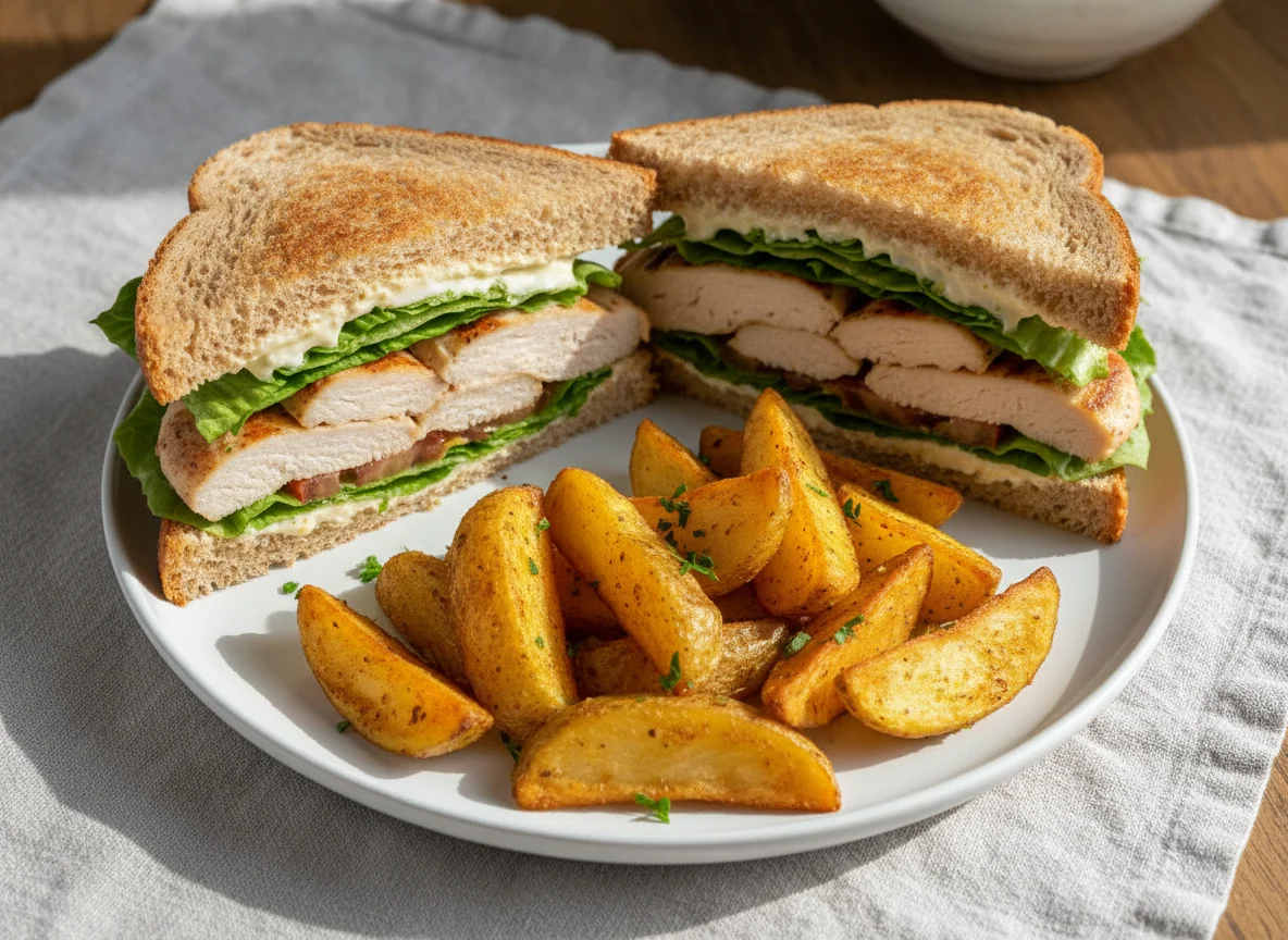 Sandwich with Potato Wedges photo