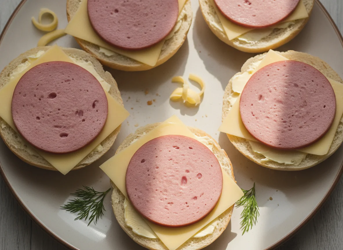 Sandwiches with sausage and cheese photo