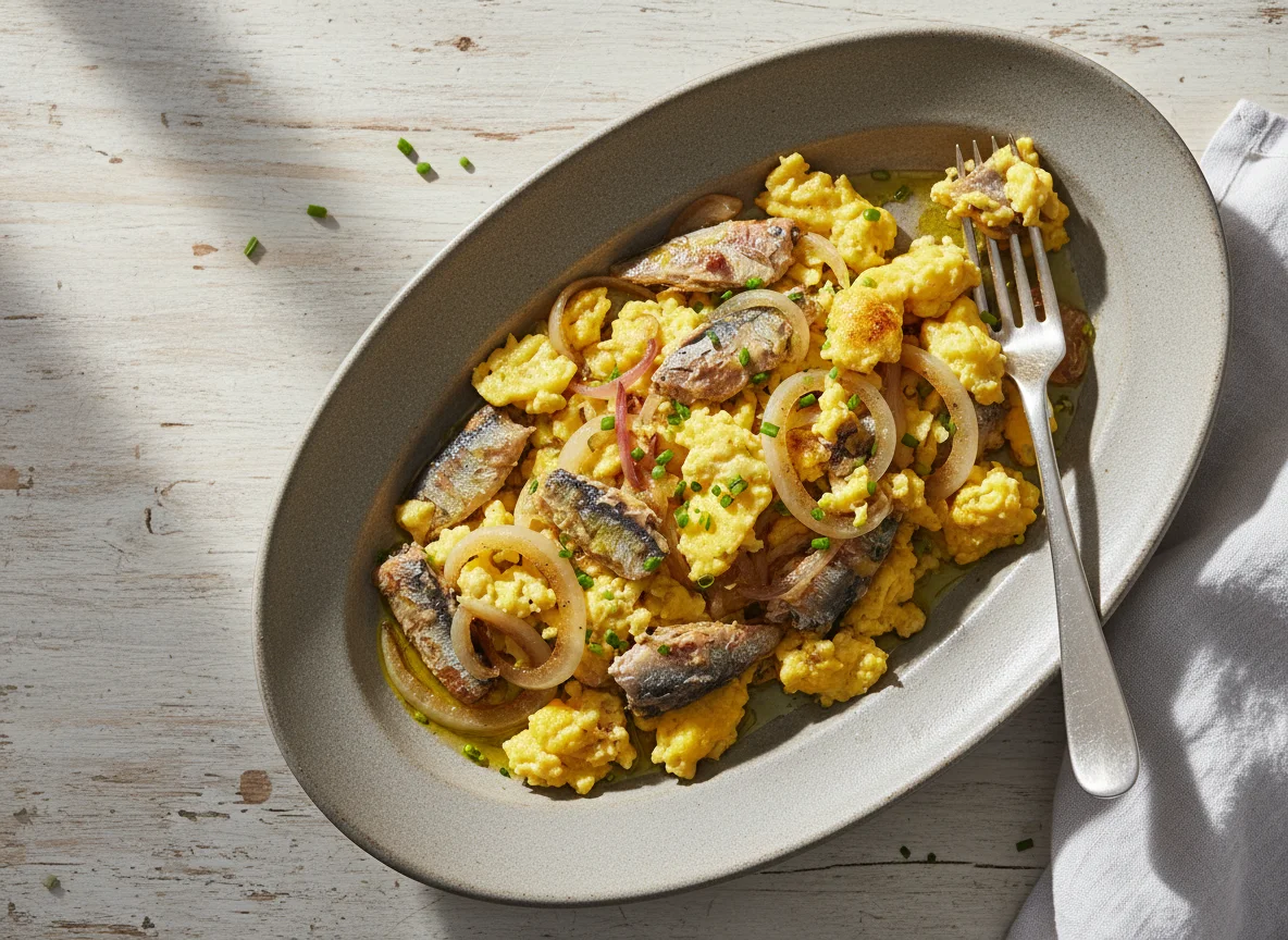 Sardine and Egg Scramble with Onions photo