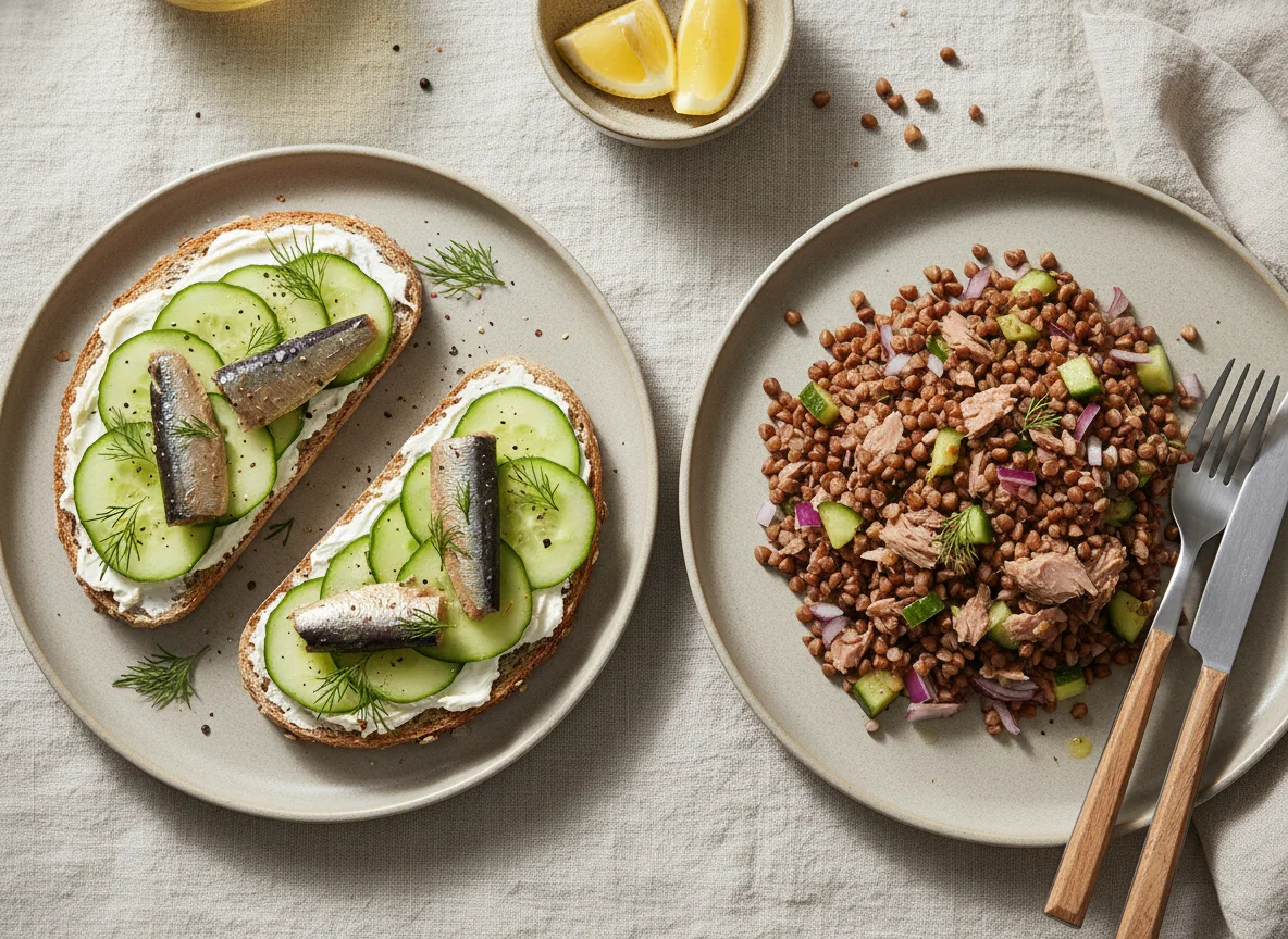 Sardine Toast and Buckwheat with Tuna photo