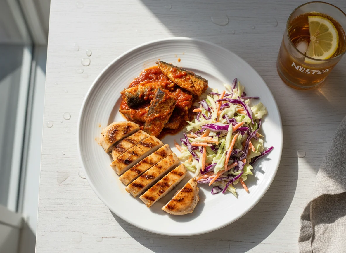 Sardines and Coleslaw with Chicken photo
