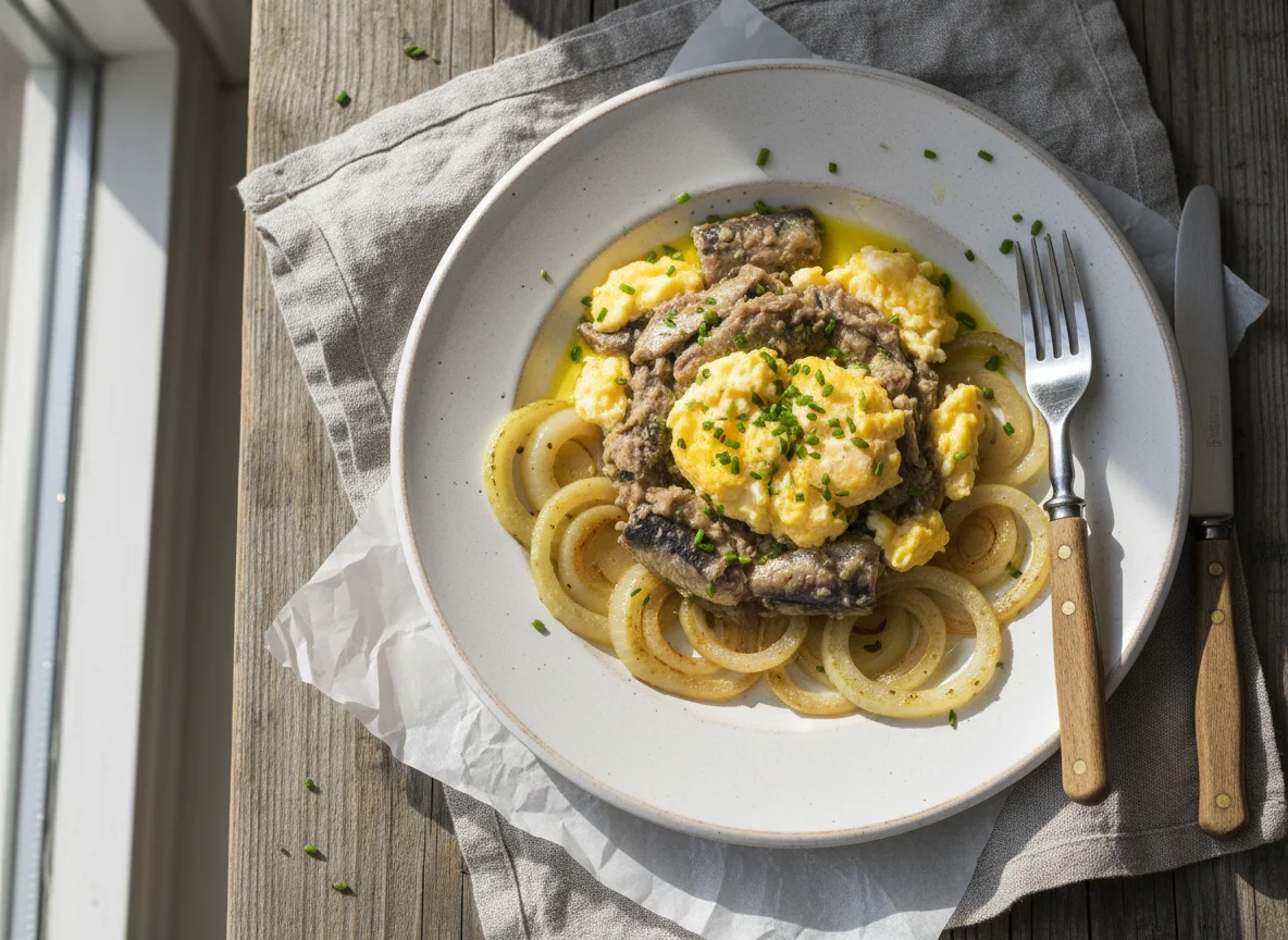 Sardines with egg photo