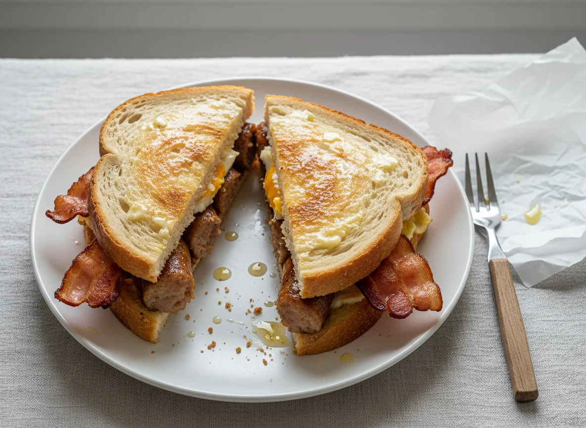 Sausage and Bacon Sandwich photo