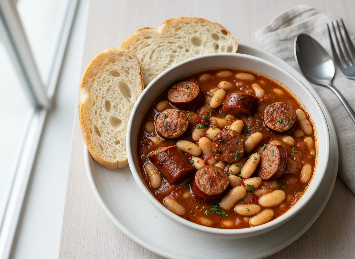 Sausage and Bean Stew with Bread photo