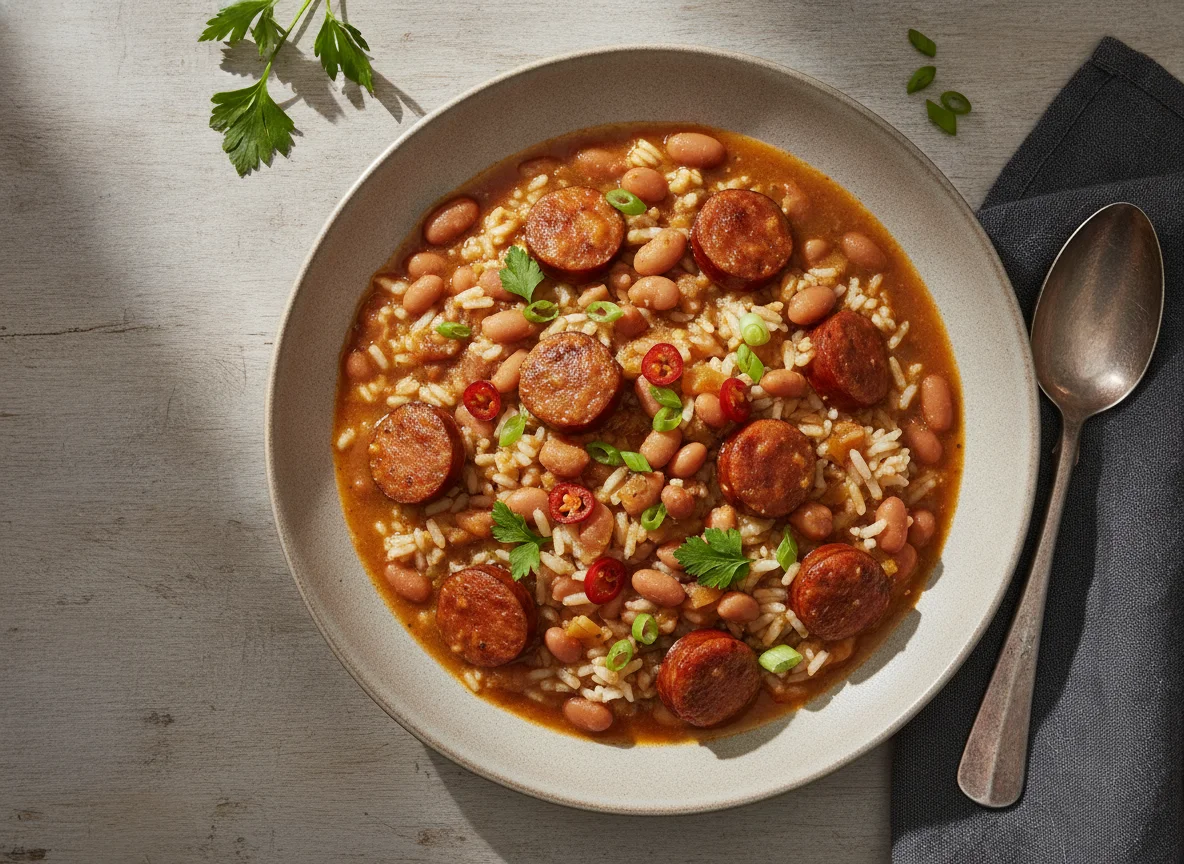 Sausage and Bean Stew with Rice photo