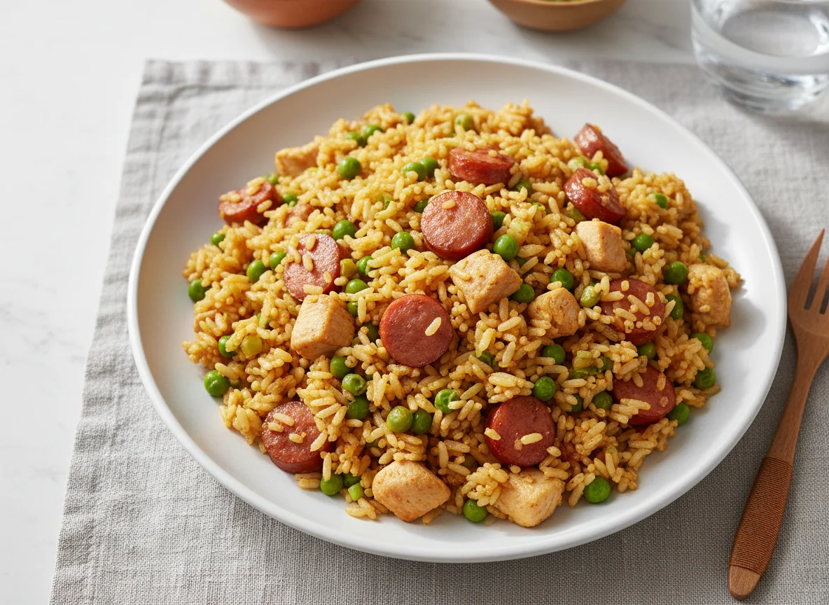 Sausage and Chicken Fried Rice with Peas photo