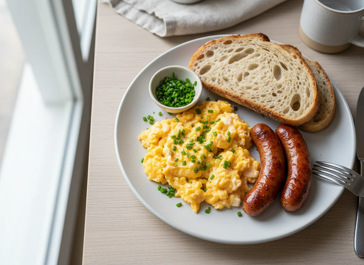 Sausage and Egg with Bread photo
