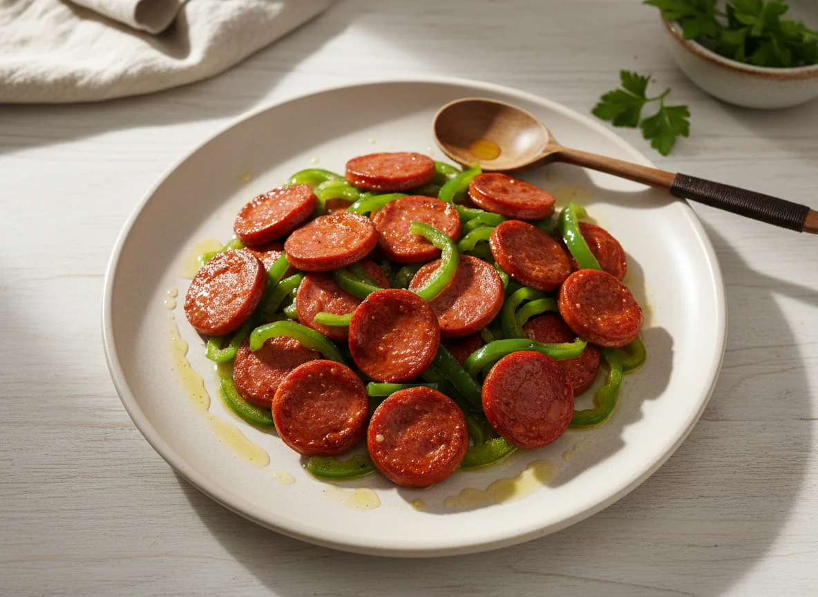 Sausage and Green Pepper Stir-fry photo