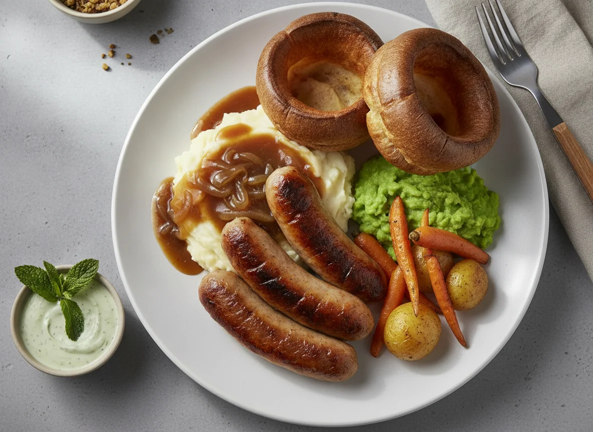 Sausage and Mash with Yorkshire Puddings photo
