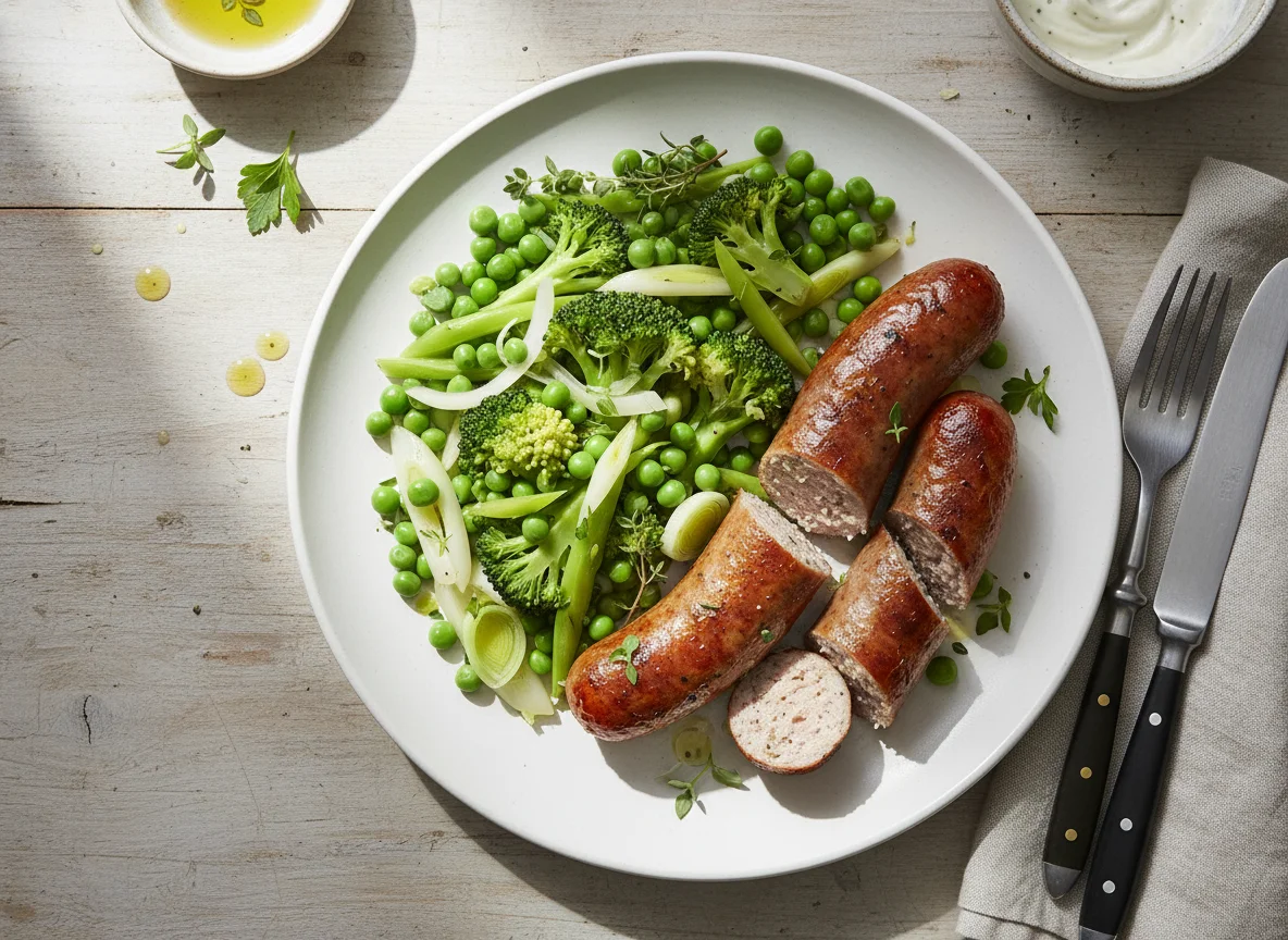 Sausage and Mixed Green Vegetables photo