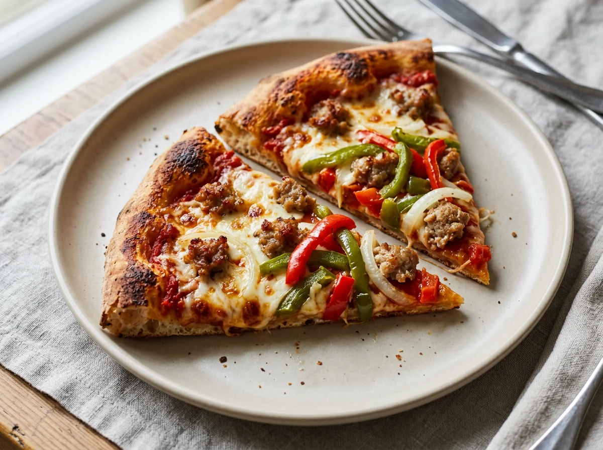 Sausage and Pepper Pizza Slices photo