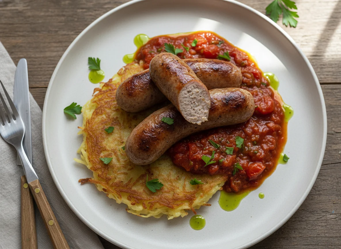 Sausage and Potato Pancake with Sauce photo