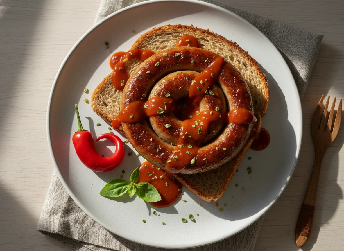 Sausage Sandwich with Tasty Sauce photo
