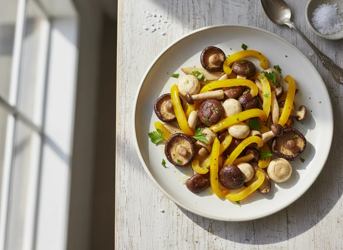 Sautéed Bell Peppers and Mushrooms photo