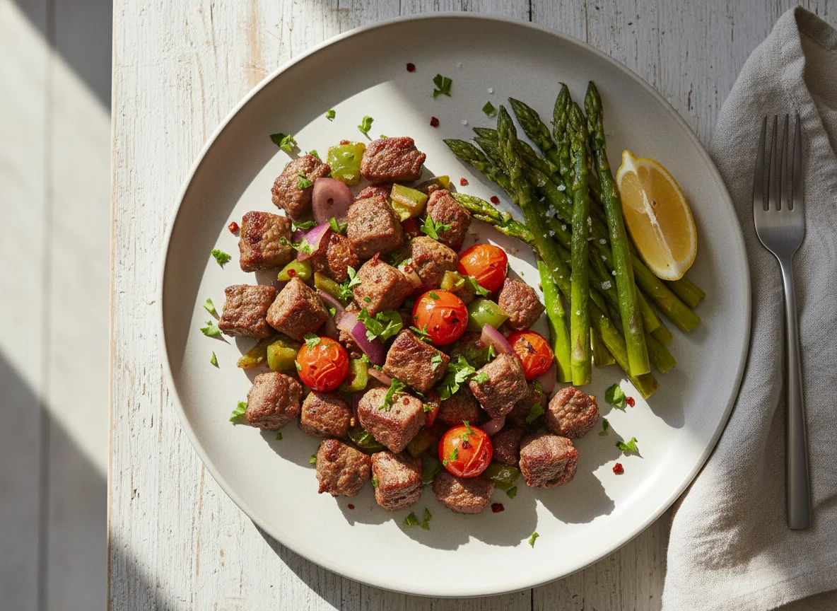 Sautéed Meat with Side Vegetables photo