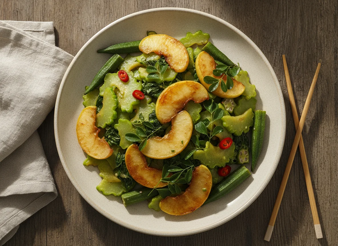 Sautéed Vegetables with Apple Slices photo