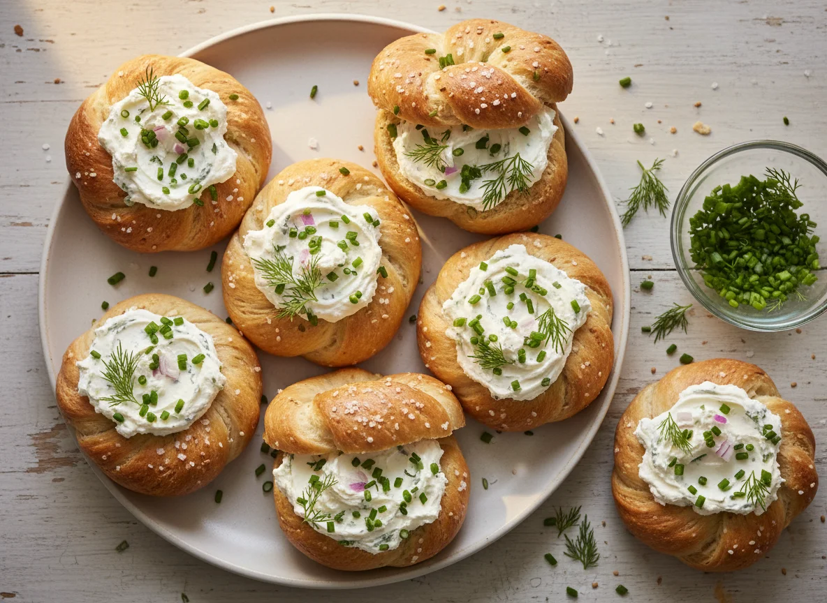 Savory Bagel-like Pastries with Cream Cheese Filling photo