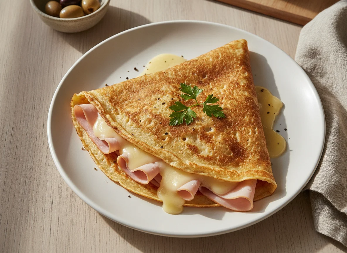 Savory Crepe with Ham and Cheese photo