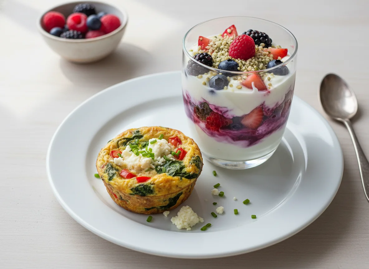 Savory Muffin and Berry Yogurt Parfait photo