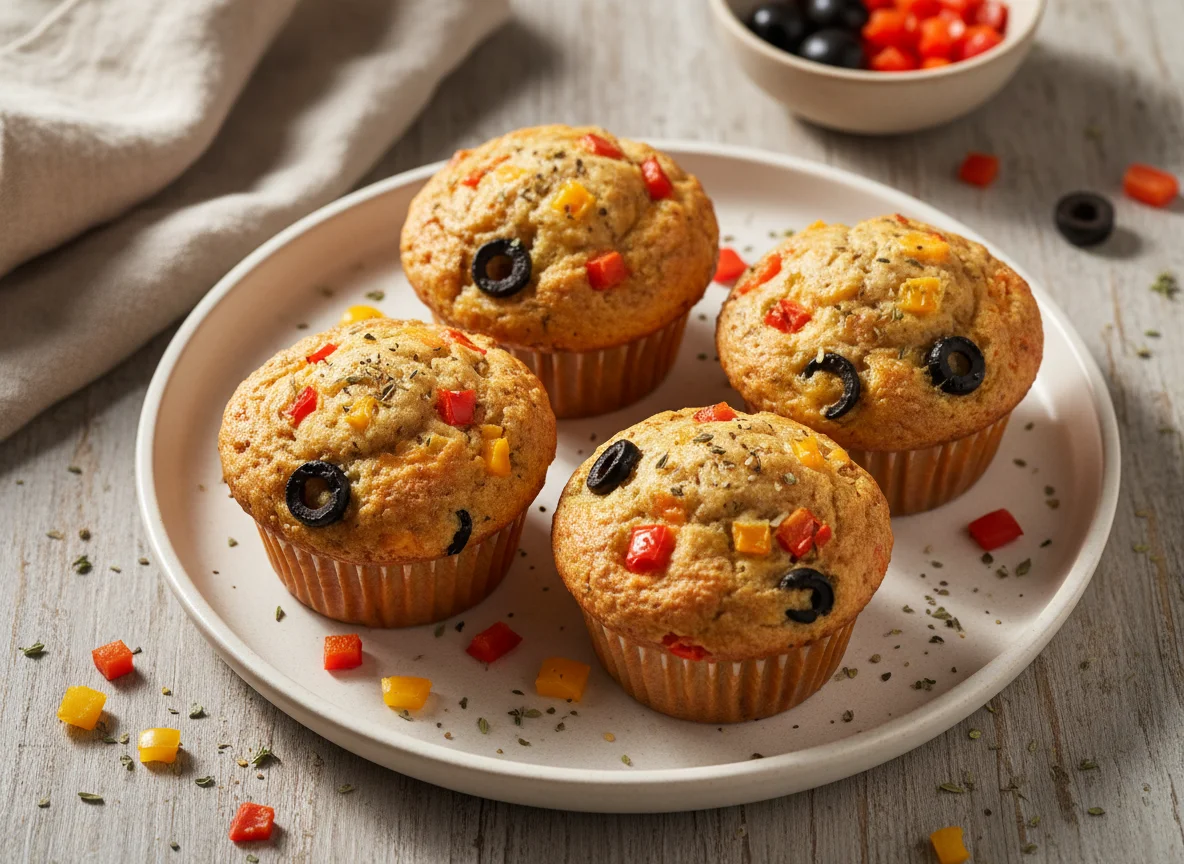 Savory Muffins with Olives and Peppers photo