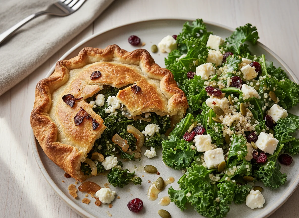 Savory Pie with Kale and Feta Salad photo