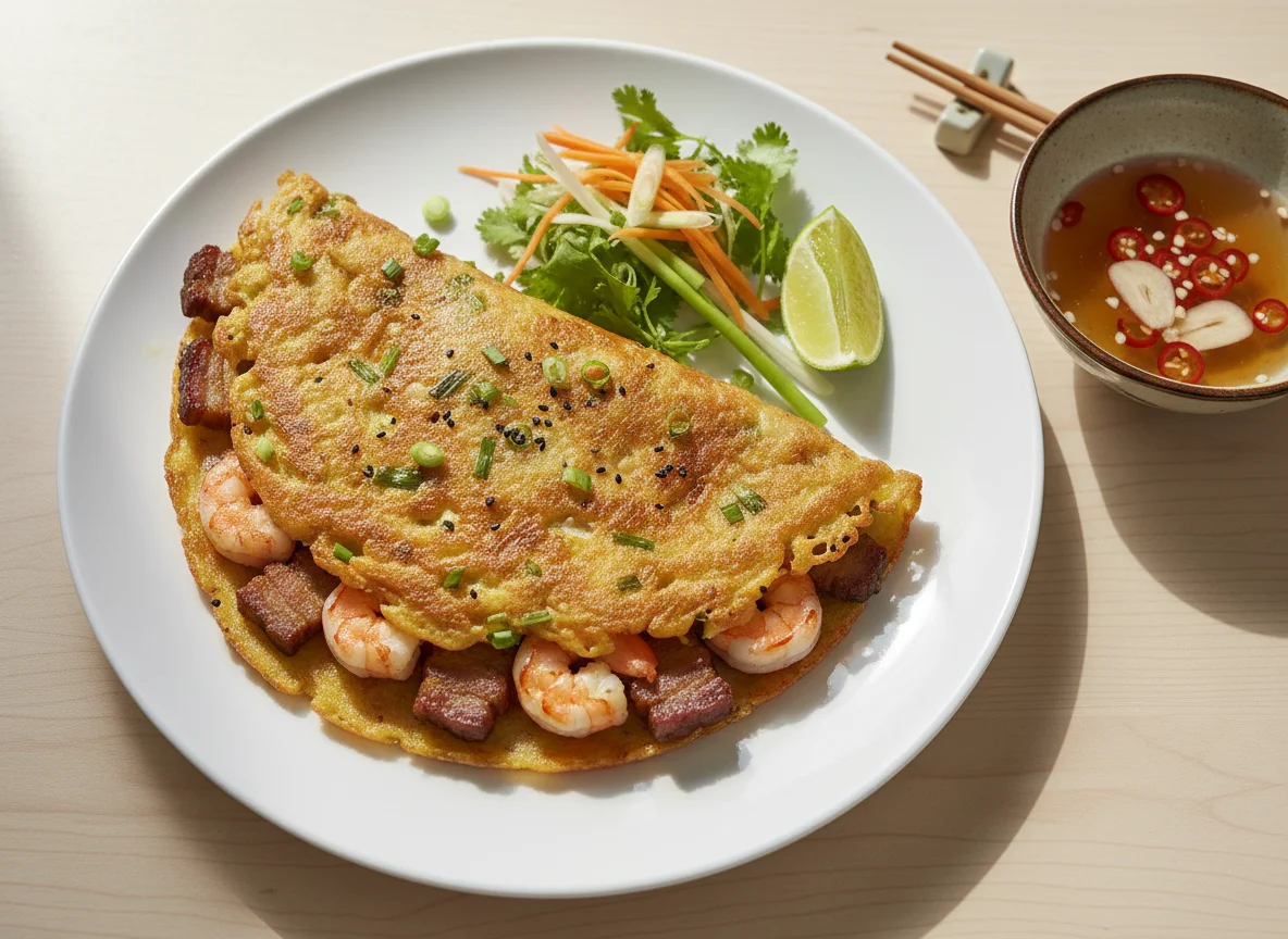 Savoury Pancake with Pork and Prawns photo