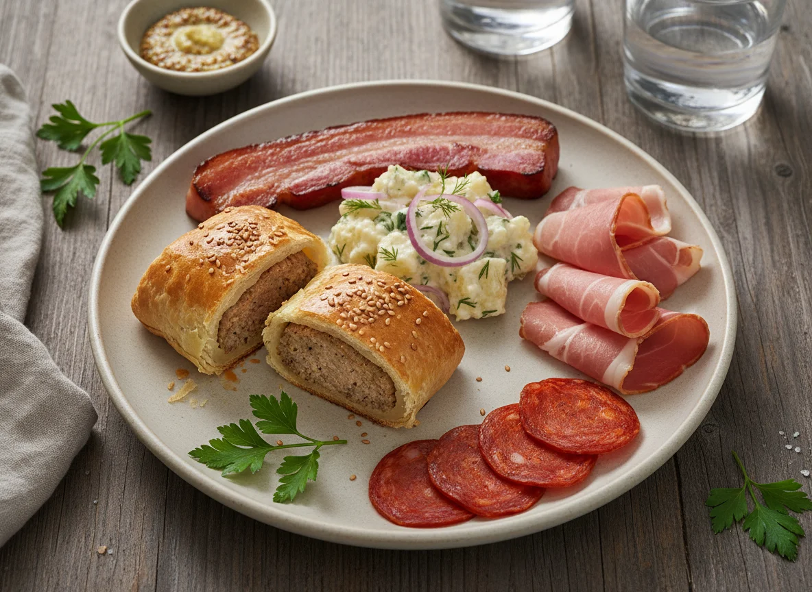 Savoury Pastry and Cold Cuts Plate photo