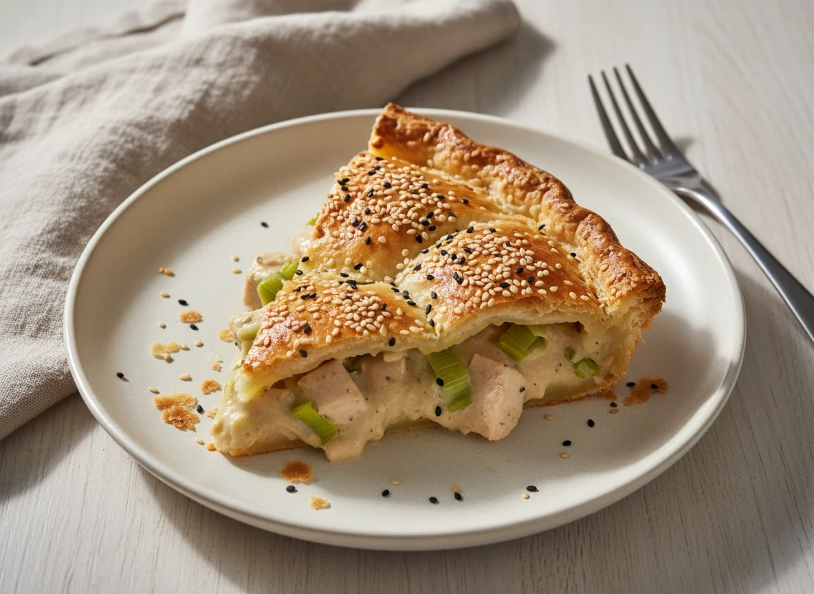 Savoury Pie Slice with Sesame Seeds photo