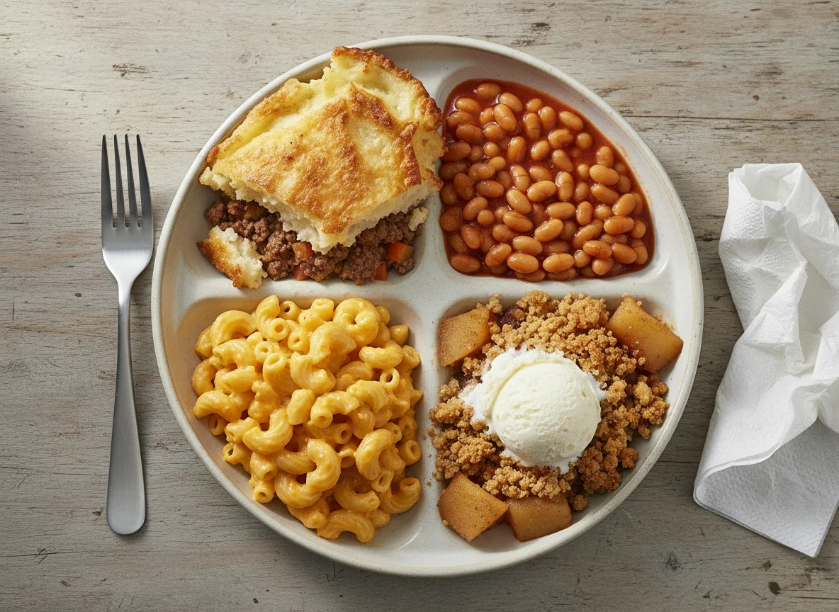 School Dinner Style Meal with Crumble photo