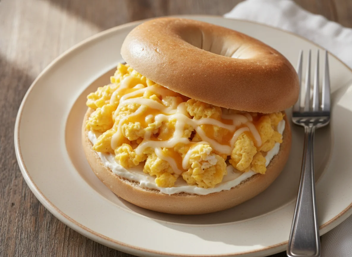 Scrambled Egg Bagel Sandwich photo