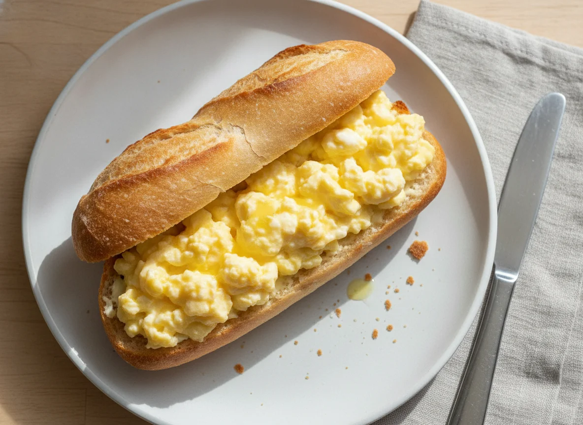 Scrambled Egg Baguette Sandwich photo