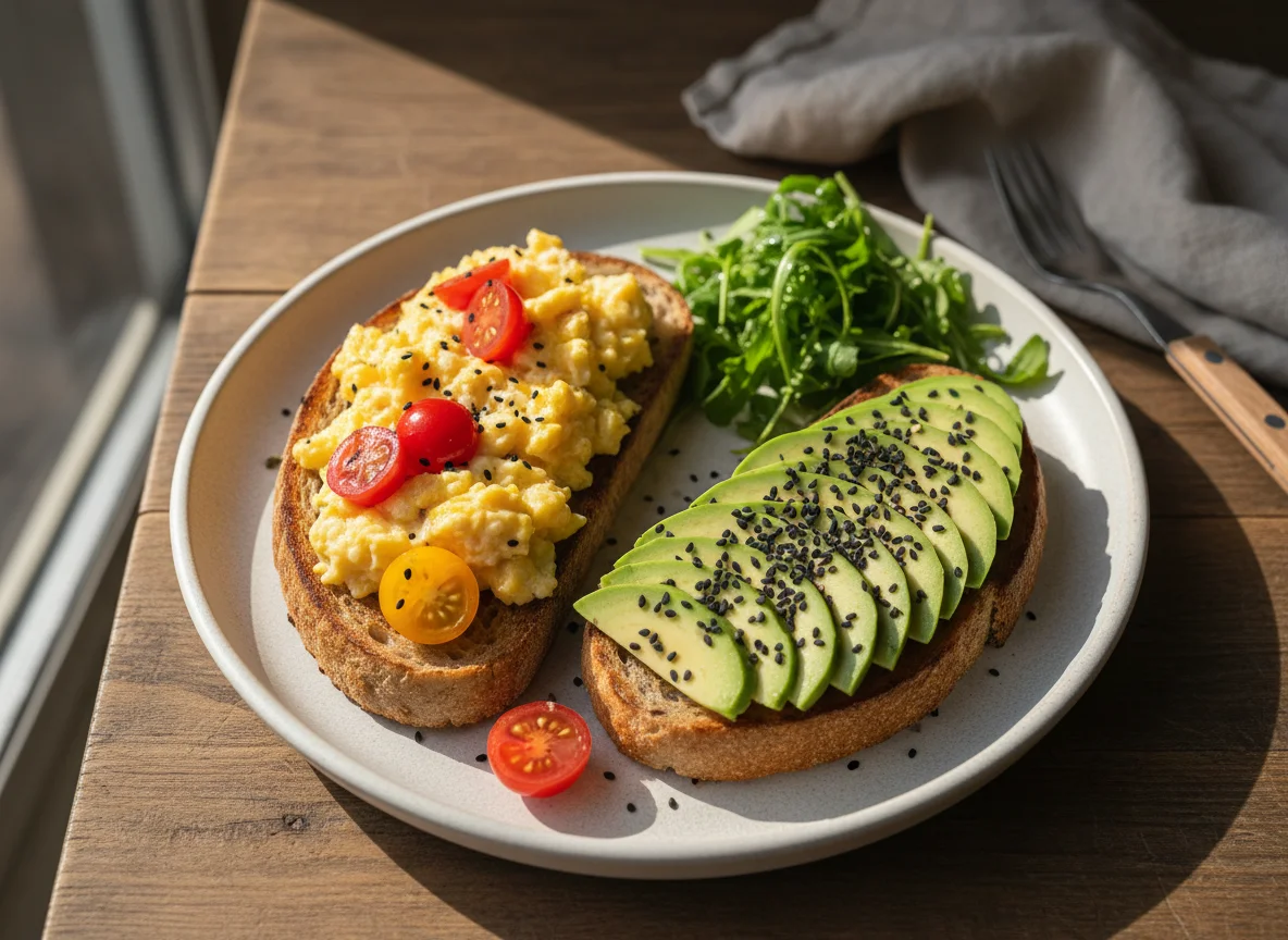 Scrambled Eggs and Avocado on Toast photo
