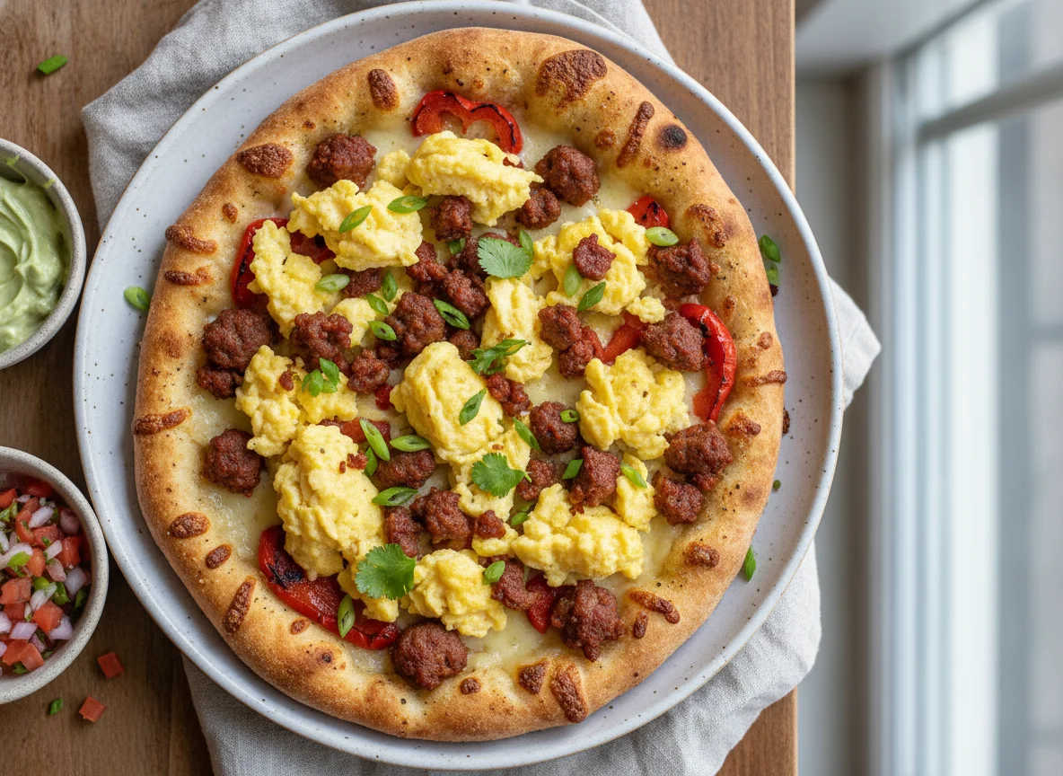Scrambled Eggs and Chorizo Flatbread photo