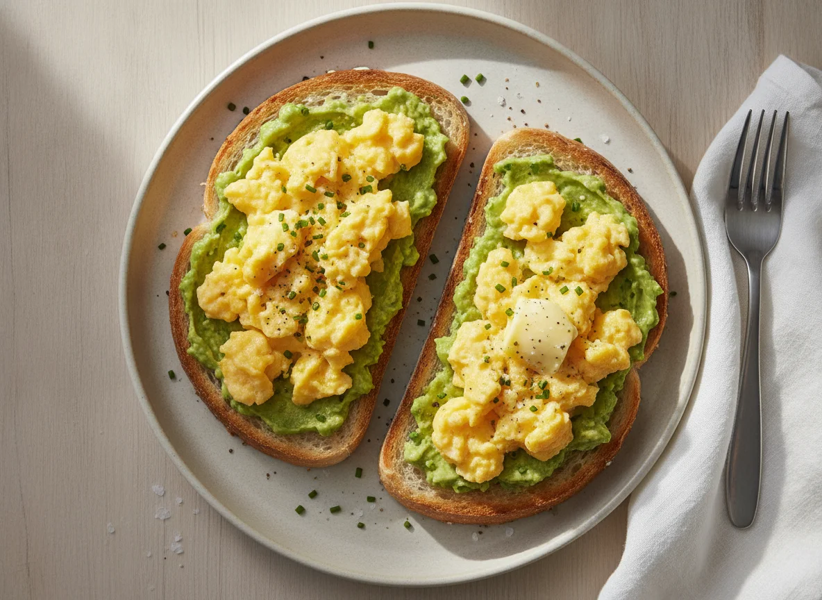 Scrambled Eggs on Avocado Toast photo