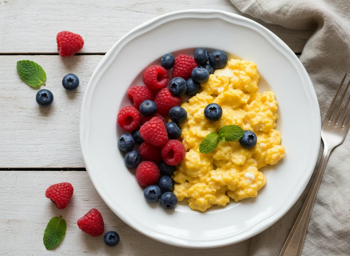 Scrambled Eggs with Berries photo