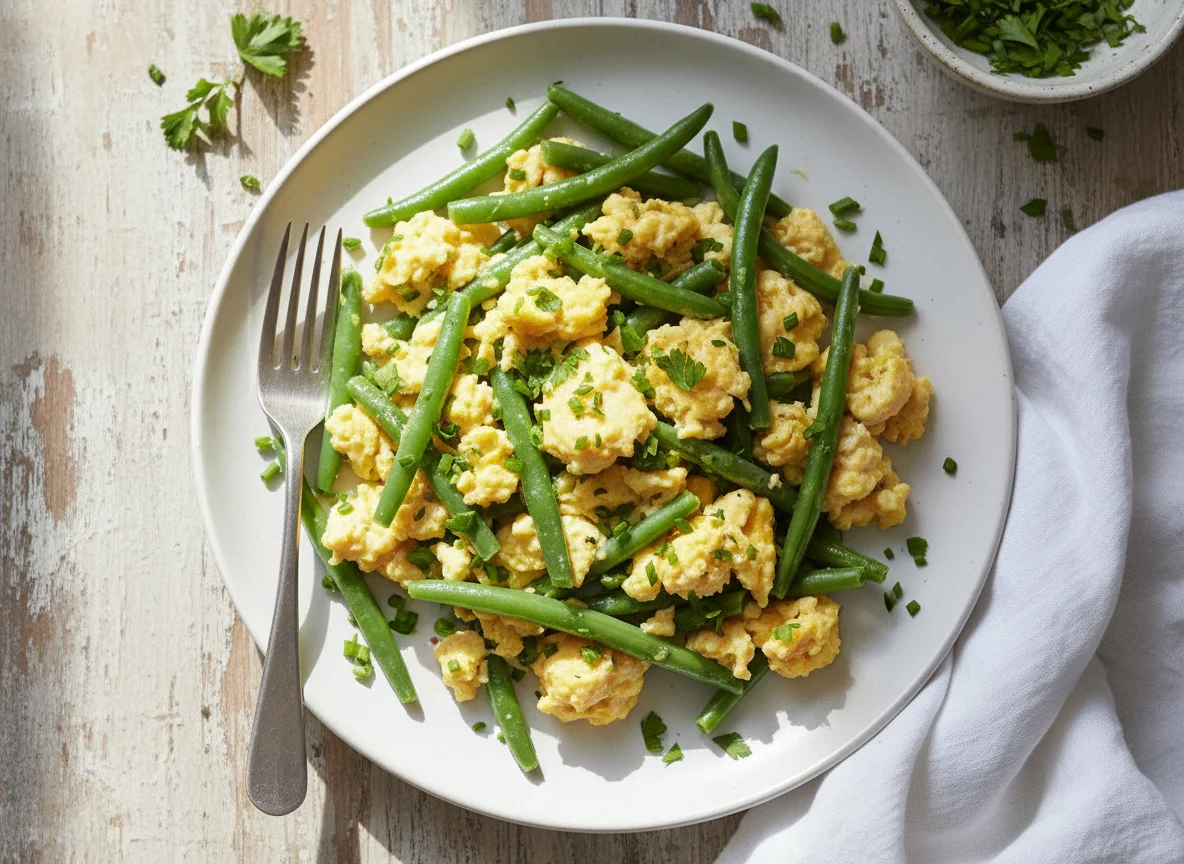 Scrambled Eggs with Green Beans photo