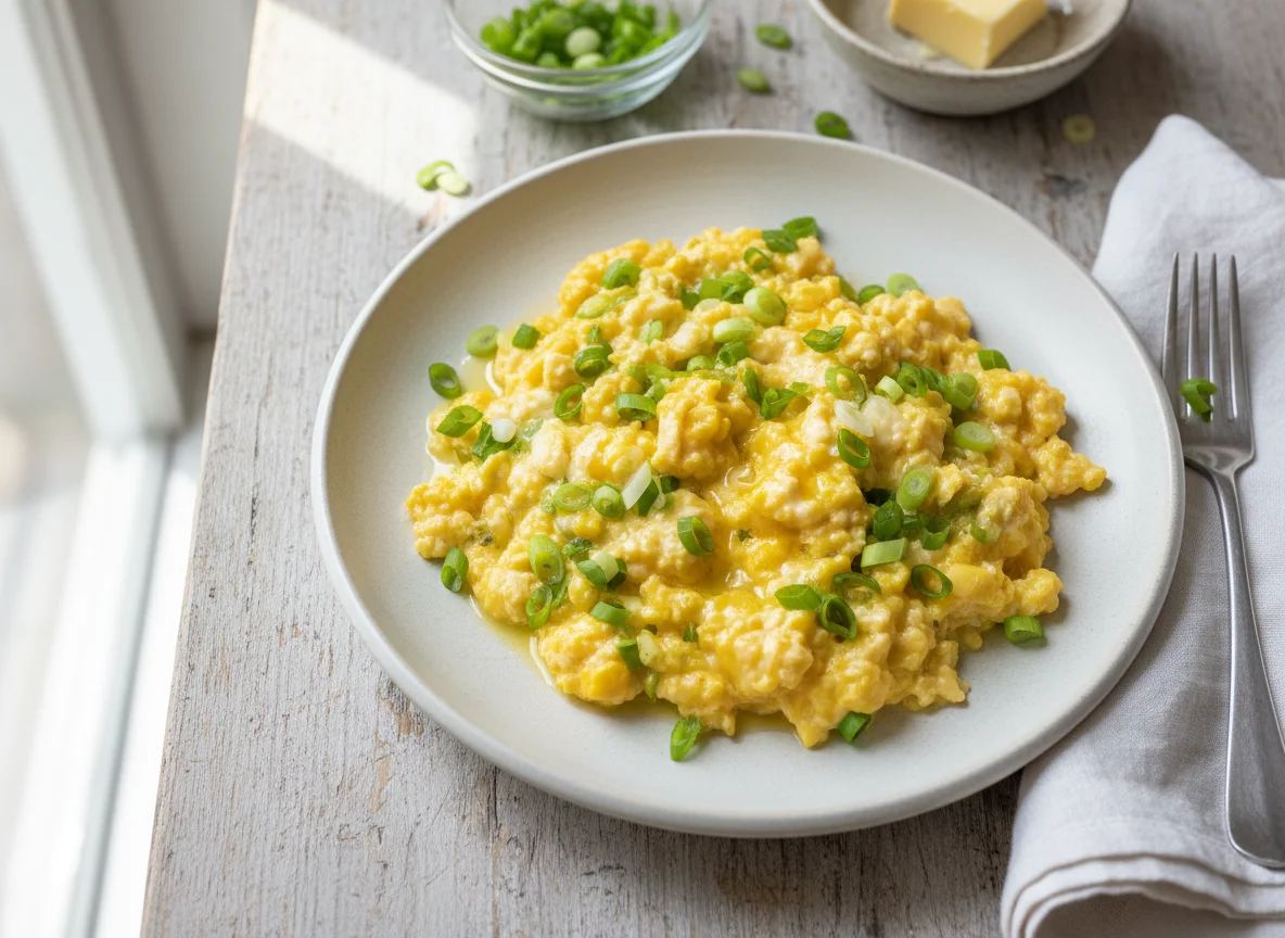 Scrambled Eggs with Green Onions photo