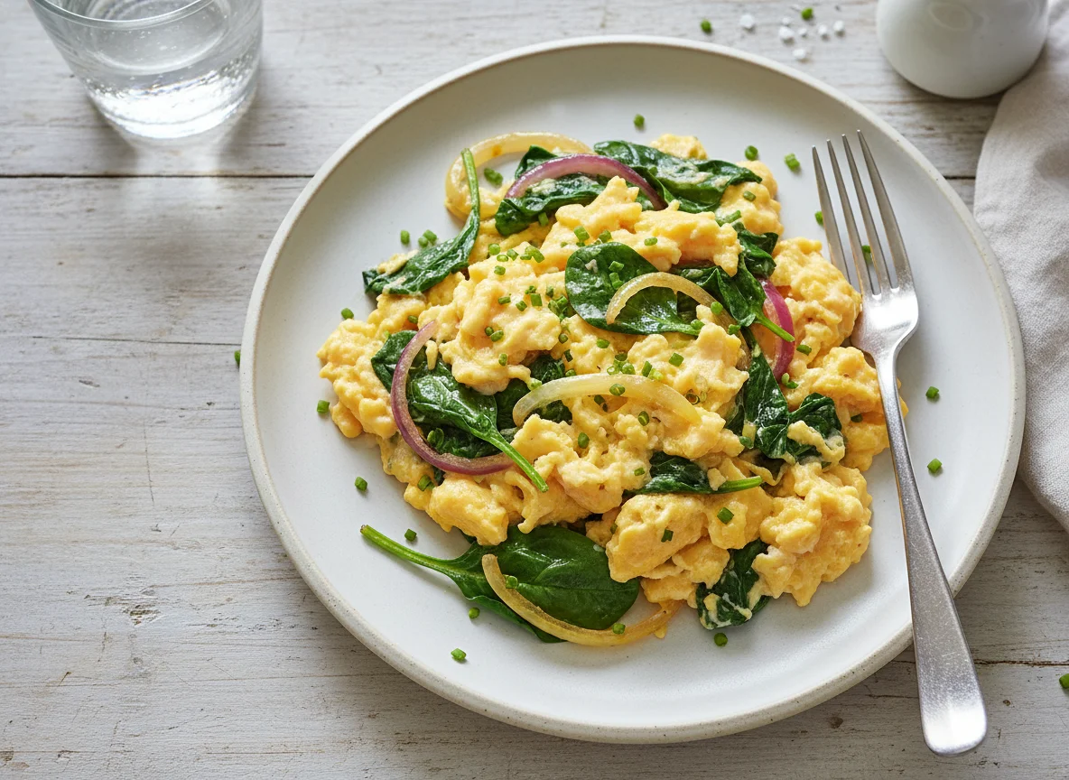 Scrambled Eggs with Greens and Onions photo